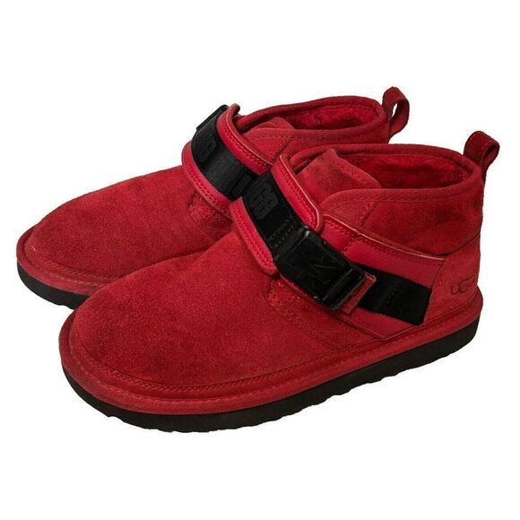UGG Neumel Snapback Red Suede Low Chukka Boots Mens 1118570 Shearling Lined 7 main image 10